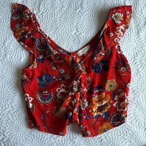 Altar’s State Button & Tie Front Crop Tank